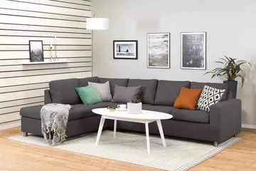 Crazy 4-sits Vänstervänd L-formad Schäslongsoffa i Tyg - Mörkgrå - Möbler - Soffa - Divansoffa & schäslongsoffa - 3 sits soffa med divan