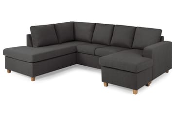Crazy 4-sits Vänstervänd U-formad Small Soffa med Divan och Schäslong i Tyg - Mörkgrå - Möbler - Soffa - Divansoffa & schäslongsoffa - 3 sits soffa med divan