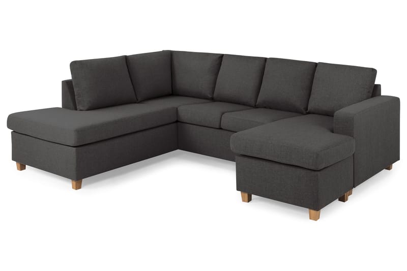 Crazy 4-sits Vänstervänd U-formad Small Soffa med Divan och Schäslong i Tyg - Mörkgrå - Möbler - Soffa - Divansoffa & schäslongsoffa - 3 sits soffa med divan