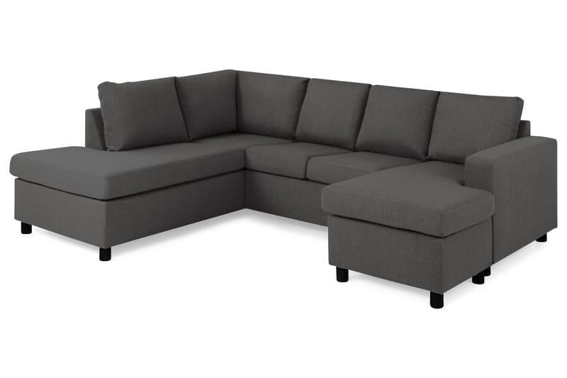 Crazy 4-sits Vänstervänd U-formad Small Soffa med Divan och Schäslong i Tyg - Mörkgrå - Möbler - Soffa - Divansoffa & schäslongsoffa - 3 sits soffa med divan