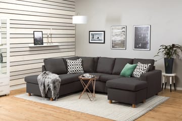 Crazy 4-sits Vänstervänd U-formad Small Soffa med Divan och Schäslong i Tyg - Mörkgrå - Möbler - Soffa - Divansoffa & schäslongsoffa - 3 sits soffa med divan