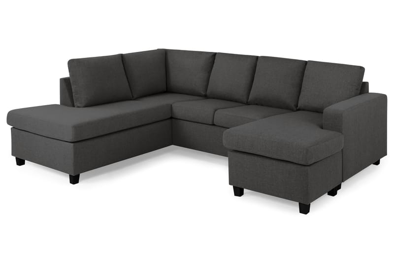 Crazy 4-sits Vänstervänd U-formad Small Soffa med Divan och Schäslong i Tyg - Mörkgrå - Möbler - Soffa - Divansoffa & schäslongsoffa - 3 sits soffa med divan
