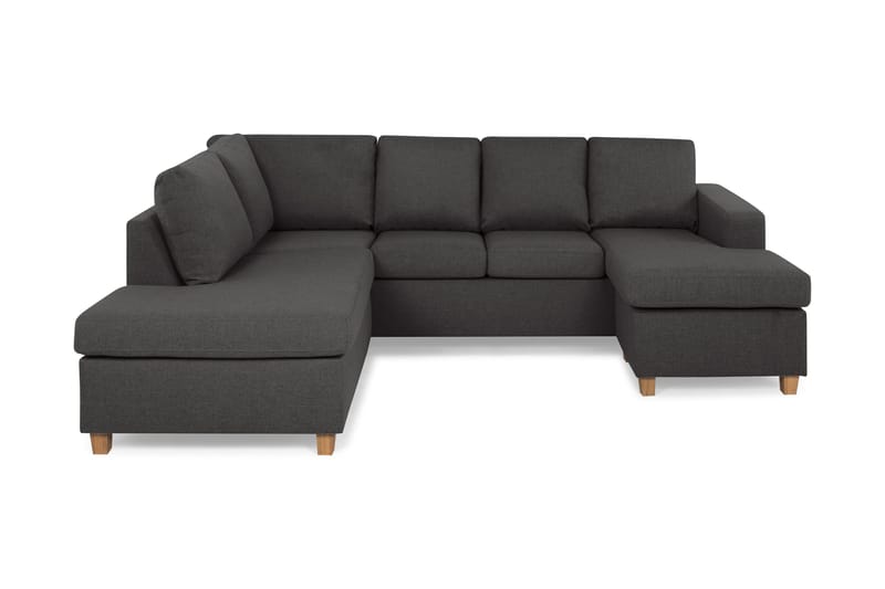 Crazy 4-sits Vänstervänd U-formad Small Soffa med Divan och Schäslong i Tyg, Mörkgrå