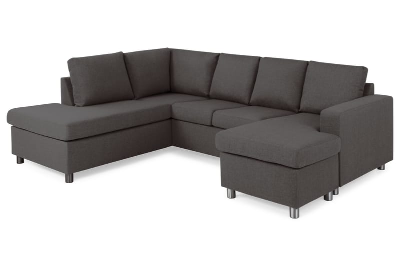 Crazy 4-sits Vänstervänd U-formad Small Soffa med Divan och Schäslong i Tyg - Mörkgrå - Möbler - Soffa - Divansoffa & schäslongsoffa - 3 sits soffa med divan