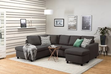 Crazy 4-sits Vänstervänd U-formad Small Soffa med Divan och Schäslong i Tyg - Mörkgrå - Möbler - Soffa - Divansoffa & schäslongsoffa - 3 sits soffa med divan