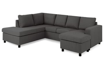 Crazy 4-sits Vänstervänd U-formad Small Soffa med Divan och Schäslong i Tyg - Mörkgrå - Möbler - Soffa - Divansoffa & schäslongsoffa - 3 sits soffa med divan