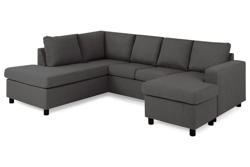 Crazy 4-sits Vänstervänd U-formad Small Soffa med Divan och Schäslong i Tyg - Mörkgrå - Möbler - Soffa - Divansoffa & schäslongsoffa - 3 sits soffa med divan