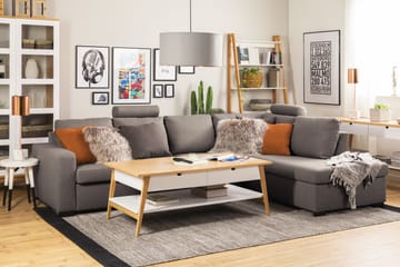 Crazy Limited Edition 4-sits Högervänd L-formad Schäslongsoffa i Tyg - Grå - Möbler - Soffa - Divansoffa & schäslongsoffa - 4 sits soffa med divan