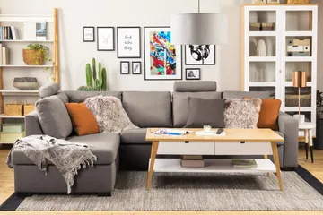 Crazy Limited Edition 4-sits Vänstervänd L-formad Djup Schäslongsoffa i Tyg - Grå - Möbler - Soffa - Divansoffa & schäslongsoffa - 4 sits soffa med divan