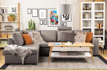 Crazy Limited Edition 4-sits Vänstervänd L-formad Djup Schäslongsoffa i Tyg - Grå - Möbler - Soffa - Divansoffa & schäslongsoffa - 4 sits soffa med divan