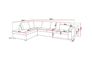 Crazy Limited Edition 4-sits Vänstervänd L-formad Djup Schäslongsoffa i Tyg - Grå - Möbler - Soffa - Divansoffa & schäslongsoffa - 4 sits soffa med divan