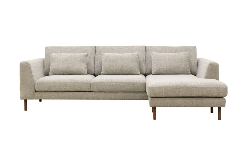 Florenz 3-sits Högervänd L-formad Divansoffa i Chenille, Grå/Beige