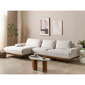 Hörnsoffa Mariferd - Beige, svart, mörkt trä/Högervänd - Möbler - Soffa - Divansoffa & schäslongsoffa - 3 sits soffa med divan