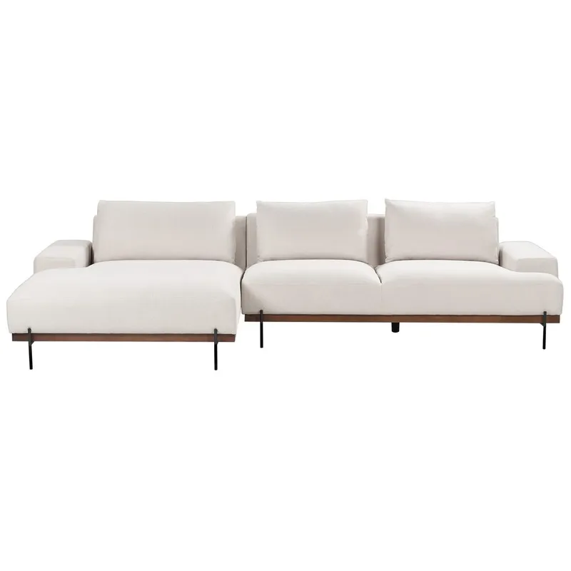 Hörnsoffa Mariferd, Beige, svart, mörkt trä/Högervänd