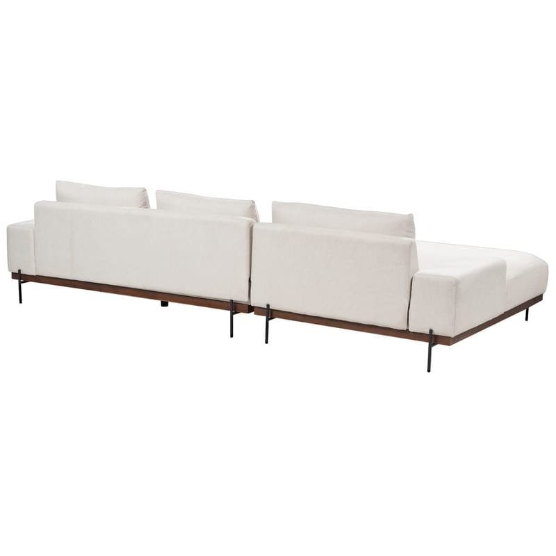 Hörnsoffa Mariferd - Beige, svart, mörkt trä/Högervänd - Möbler - Soffa - Divansoffa & schäslongsoffa - 3 sits soffa med divan