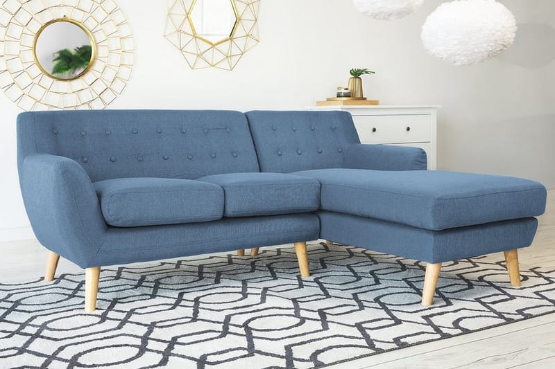 Hörnsoffa Motala 140 cm - Blå - 3 sits soffa med divan - Divansoffa & schäslongsoffa