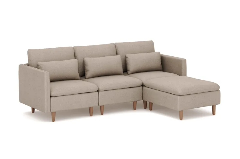 Lovis 3-sits Soffa med vändbar Divan i tyg - Beige - Möbler - Soffa - Divansoffa & schäslongsoffa - 3 sits soffa med divan