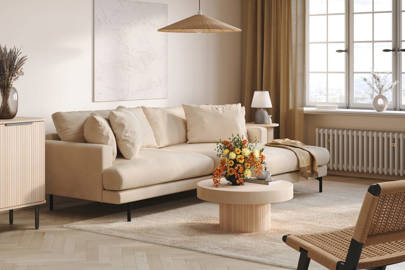 Menard 4-sits Högervänd L-formad Divansoffa i Manchester - Beige - Möbler - Soffa - Divansoffa & schäslongsoffa - 4 sits soffa med divan