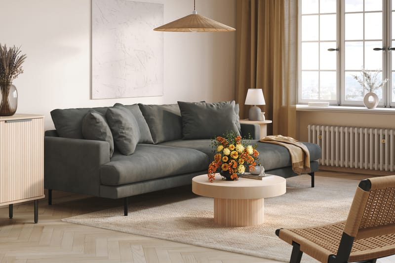 Menard 4-sits Högervänd L-formad Divansoffa i Manchester - Grå - Möbler - Soffa - Divansoffa & schäslongsoffa - 4 sits soffa med divan