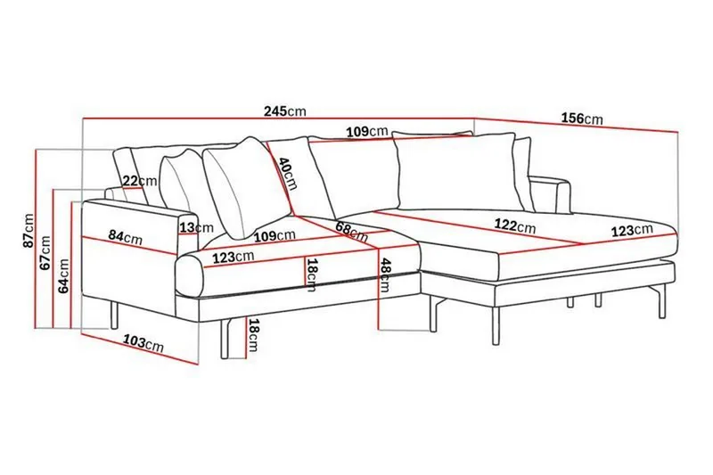 Menard 4-sits Högervänd L-formad Divansoffa i Manchester - Grå - Möbler - Soffa - Divansoffa & schäslongsoffa - 4 sits soffa med divan