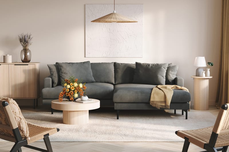 Menard 4-sits Högervänd L-formad Divansoffa i Manchester - Grå - Möbler - Soffa - Divansoffa & schäslongsoffa - 4 sits soffa med divan