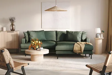 Menard 4-sits Högervänd L-formad Divansoffa i Manchester - Grön - Möbler - Soffa - Divansoffa & schäslongsoffa - 4 sits soffa med divan