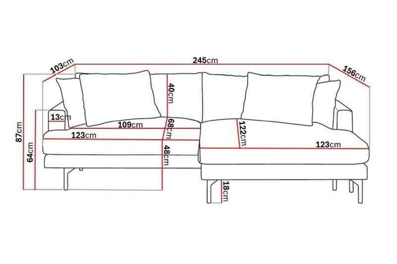Menard 4-sits Högervänd L-formad Divansoffa i Manchester - Mörkgrå - Möbler - Soffa - Divansoffa & schäslongsoffa - 4 sits soffa med divan