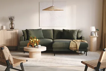 Menard 4-sits Högervänd L-formad Divansoffa i Manchester - Mörkgrön - Möbler - Soffa - Divansoffa & schäslongsoffa - 4 sits soffa med divan