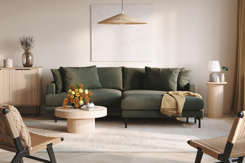 Menard 4-sits Högervänd L-formad Divansoffa i Manchester - Mörkgrön - Möbler - Soffa - Divansoffa & schäslongsoffa - 4 sits soffa med divan