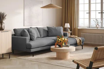 Menard 4-sits Högervänd L-formad Divansoffa i Tyg - Mörkgrå - Möbler - Soffa - Divansoffa & schäslongsoffa - 4 sits soffa med divan