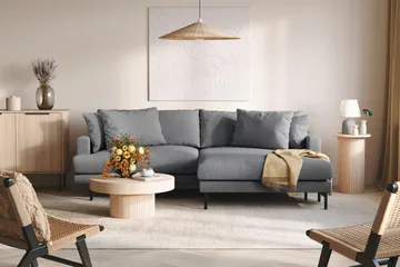 Menard 4-sits Högervänd L-formad Divansoffa i Tyg - Mörkgrå - Möbler - Soffa - Divansoffa & schäslongsoffa - 4 sits soffa med divan