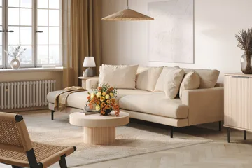 Menard 4-sits Vänstervänd L-formad Divansoffa i Manchester - Beige - Möbler - Soffa - Divansoffa & schäslongsoffa - 4 sits soffa med divan