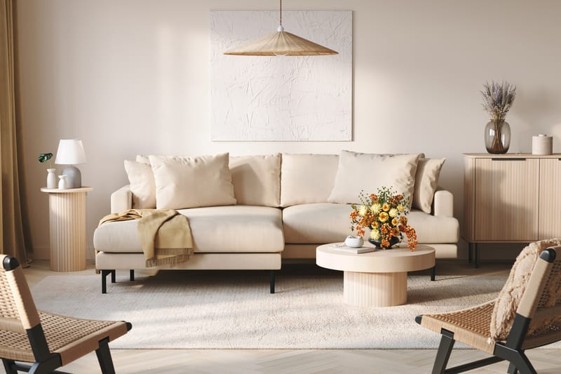 Menard 4-sits Vänstervänd L-formad Divansoffa i Manchester - Beige - Möbler - Soffa - Divansoffa & schäslongsoffa - 4 sits soffa med divan