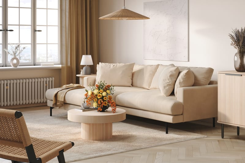 Menard 4-sits Vänstervänd L-formad Divansoffa i Manchester - Beige - Möbler - Soffa - Divansoffa & schäslongsoffa - 4 sits soffa med divan