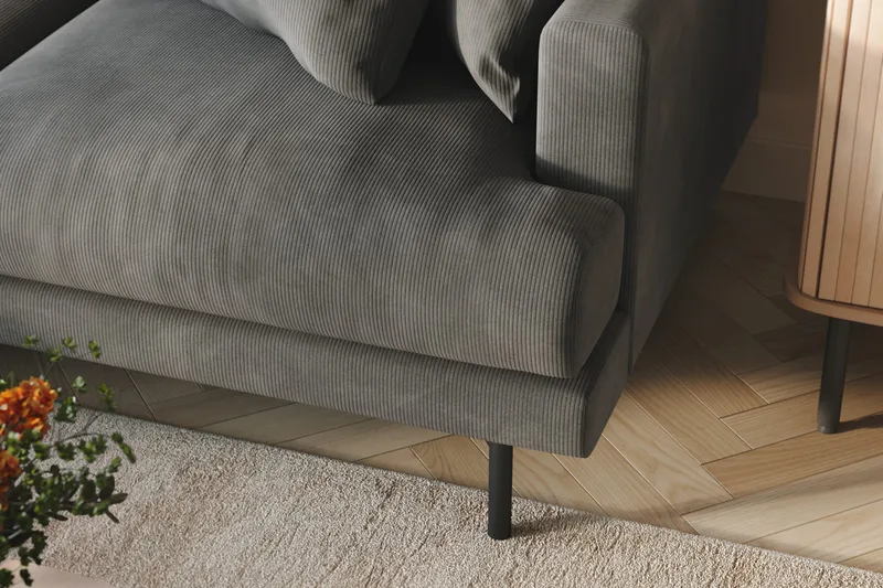 Menard 4-sits Vänstervänd L-formad Divansoffa i Manchester - Grå - Möbler - Soffa - Divansoffa & schäslongsoffa - 4 sits soffa med divan