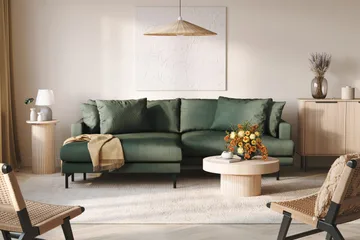 Menard 4-sits Vänstervänd L-formad Divansoffa i Manchester - Grön - Möbler - Soffa - Divansoffa & schäslongsoffa - 4 sits soffa med divan