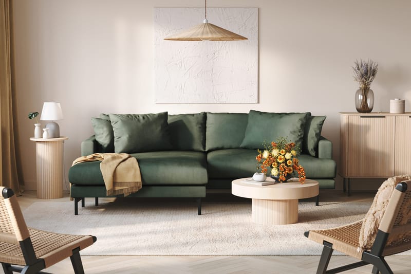 Menard 4-sits Vänstervänd L-formad Divansoffa i Manchester - Grön - Möbler - Soffa - Divansoffa & schäslongsoffa - 4 sits soffa med divan