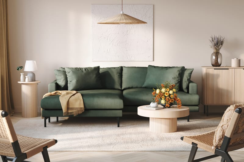 Menard 4-sits Vänstervänd L-formad Divansoffa i Manchester - Grön - Möbler - Soffa - Divansoffa & schäslongsoffa - 4 sits soffa med divan