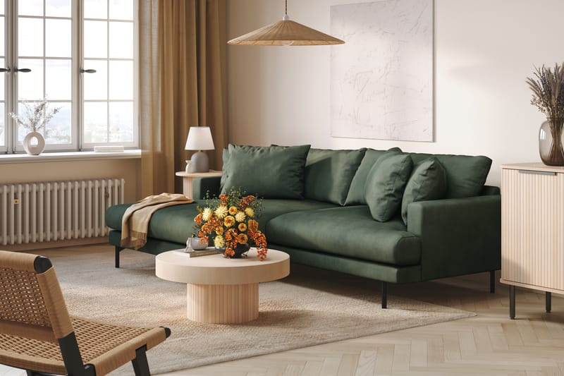 Menard 4-sits Vänstervänd L-formad Divansoffa i Manchester - Grön - Möbler - Soffa - Divansoffa & schäslongsoffa - 4 sits soffa med divan