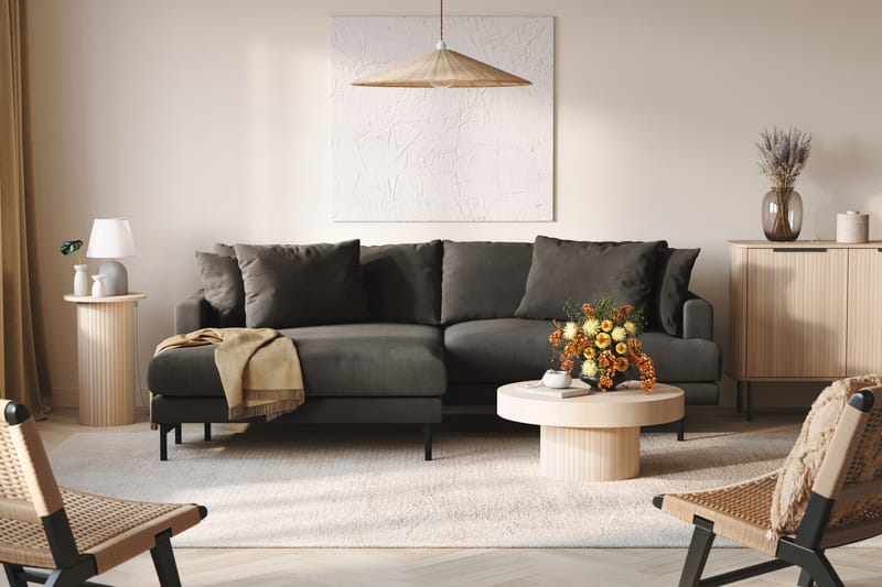 Menard 4-sits Vänstervänd L-formad Divansoffa i Manchester - Mörkgrå - Möbler - Soffa - Divansoffa & schäslongsoffa - 4 sits soffa med divan