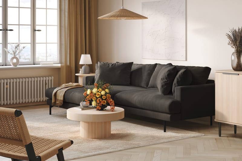 Menard 4-sits Vänstervänd L-formad Divansoffa i Manchester - Mörkgrå - Möbler - Soffa - Divansoffa & schäslongsoffa - 4 sits soffa med divan