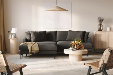 Menard 4-sits Vänstervänd L-formad Divansoffa i Manchester - Mörkgrå - Möbler - Soffa - Divansoffa & schäslongsoffa - 4 sits soffa med divan