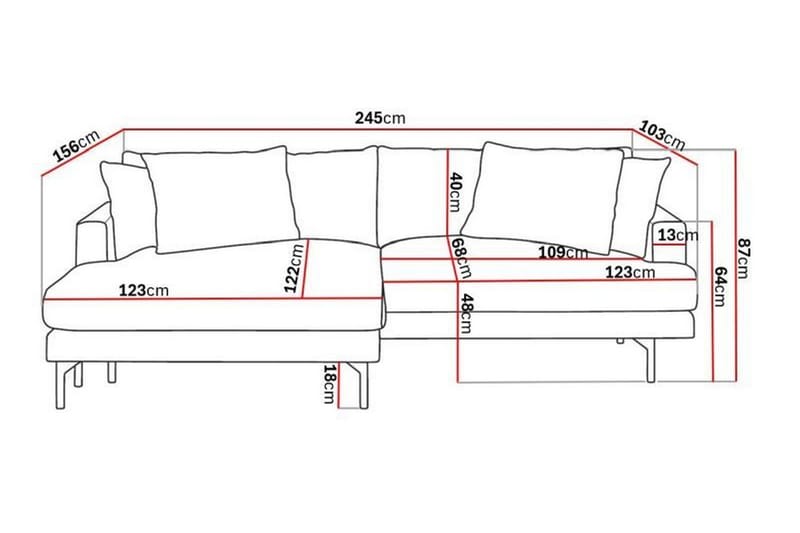 Menard 4-sits Vänstervänd L-formad Divansoffa i Manchester - Mörkgrön - Möbler - Soffa - Divansoffa & schäslongsoffa - 4 sits soffa med divan