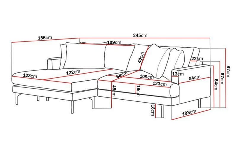 Menard 4-sits Vänstervänd L-formad Divansoffa i Manchester - Mörkgrön - Möbler - Soffa - Divansoffa & schäslongsoffa - 4 sits soffa med divan
