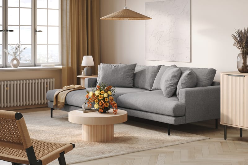 Menard 4-sits Vänstervänd L-formad Divansoffa i Tyg - Grå - Möbler - Soffa - Divansoffa & schäslongsoffa - 4 sits soffa med divan