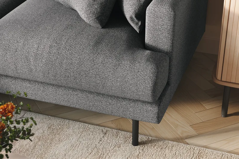 Menard 4-sits Vänstervänd L-formad Divansoffa i Tyg - Mörkgrå - Möbler - Soffa - Divansoffa & schäslongsoffa - 4 sits soffa med divan