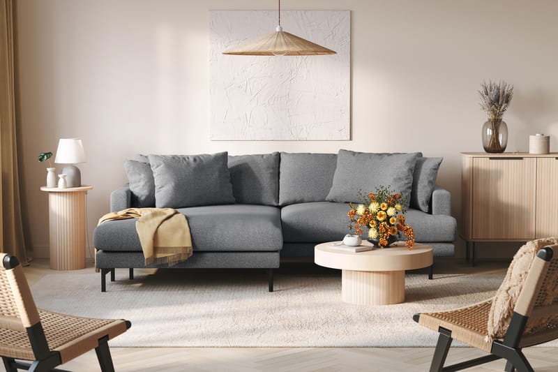Menard 4-sits Vänstervänd L-formad Divansoffa i Tyg - Mörkgrå - Möbler - Soffa - Divansoffa & schäslongsoffa - 4 sits soffa med divan