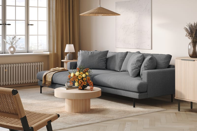Menard 4-sits Vänstervänd L-formad Divansoffa i Tyg - Mörkgrå - Möbler - Soffa - Divansoffa & schäslongsoffa - 4 sits soffa med divan