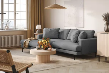 Menard 4-sits Vänstervänd L-formad Divansoffa i Tyg - Mörkgrå - Möbler - Soffa - Divansoffa & schäslongsoffa - 4 sits soffa med divan