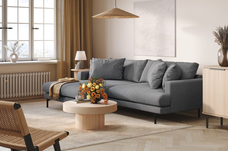 Menard 4-sits Vänstervänd L-formad Divansoffa i Tyg - Mörkgrå - Möbler - Soffa - Divansoffa & schäslongsoffa - 4 sits soffa med divan